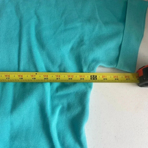 Talbots short sleeve open front cardigan duster Turquoise Blue Pockets LP 0059 - Picture 7 of 10